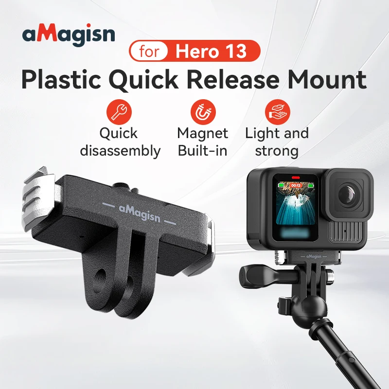 AMagisn Magnetische Schnellwechselhalterung für Go Pro Hero13, mit 2-Prong-Halterung, Kunststoffadapter für Gopro Hero 13 Black Zubehör