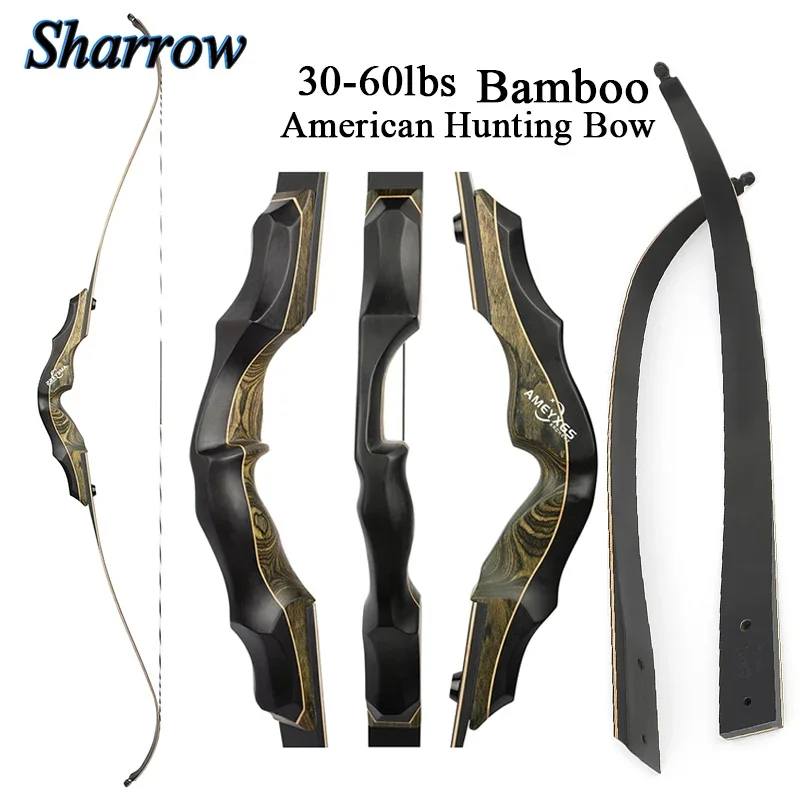 

1set 20-55lbs 62inch American Hunting Bow Fibreglass+bamboo Wood Limbs for Adult Youth Archery Shooting Sports Accessories