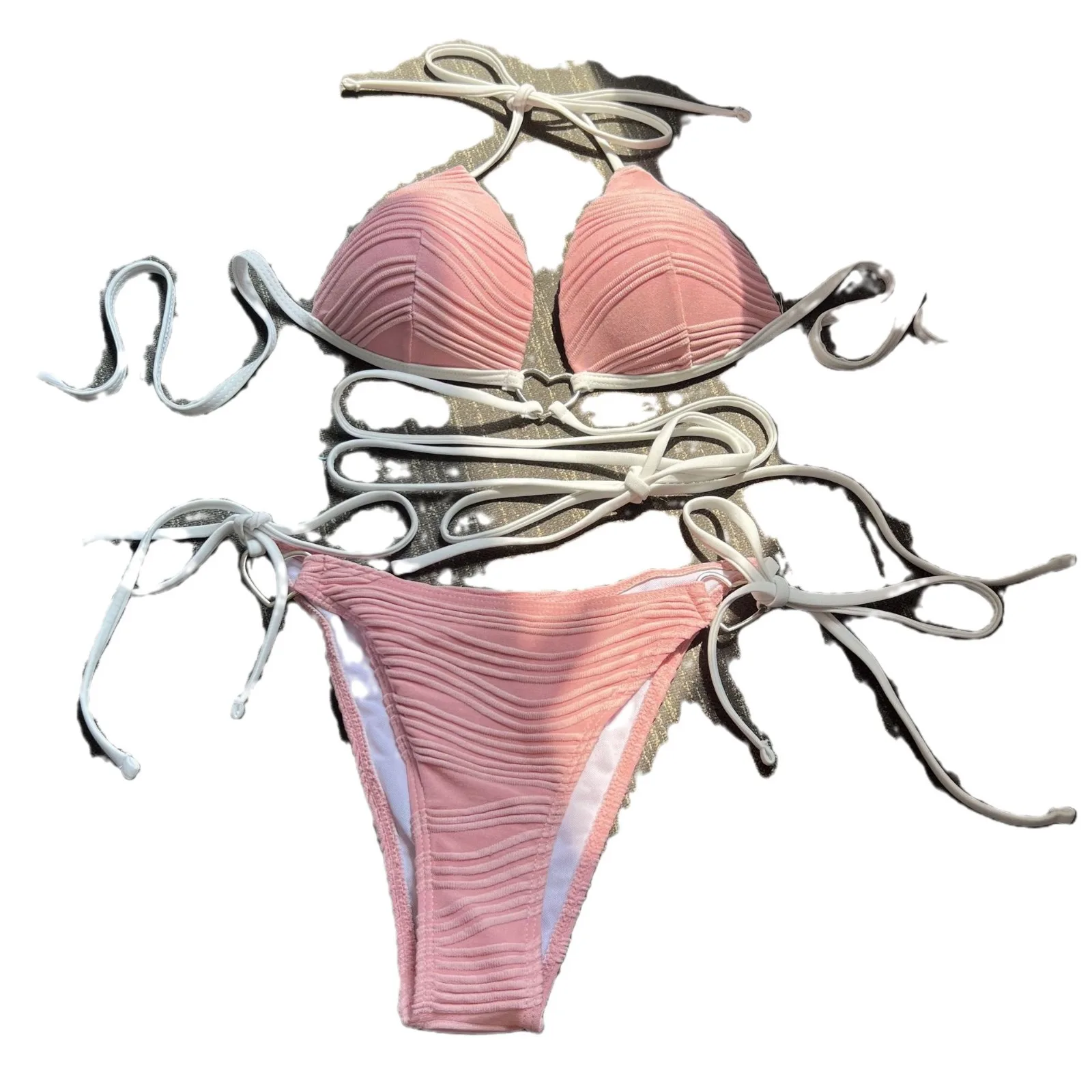 セクシーな愛の巾着ストラップハードカップビキニ水着