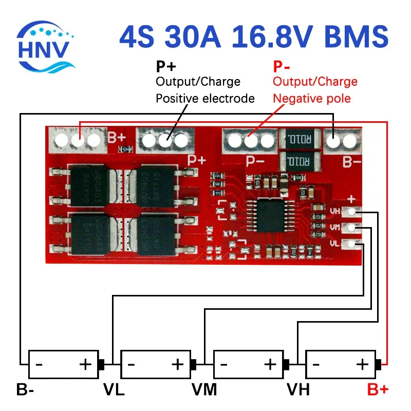 Smart Electronics 4S 30A High Current Li-ion Lithium Battery 18650 Charger Protection Board 14.4V 14.8V 16.8V Overcharge