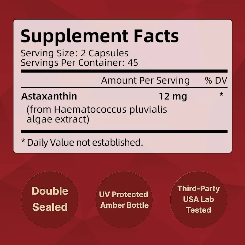 Astaxanthin 12mg Astaxanthin Capsules(EPA, DHA) Joint And Skin Health Support Immunity Antioxidant Dietary Supplement