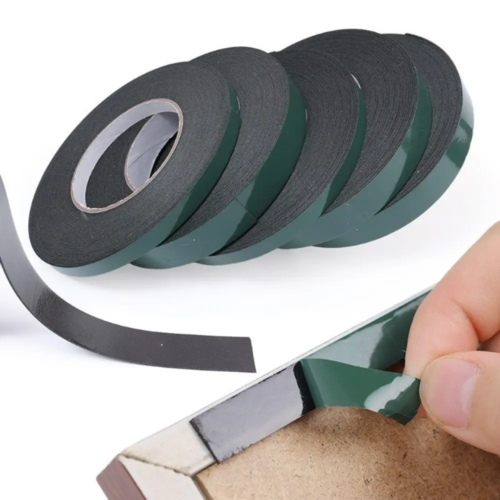 10M/Roll Double Sided Tape 10/20mm Width Green Film Black PE Foam Tape Strong Self Adhesive Multifunctional Fixed Pasted Tape