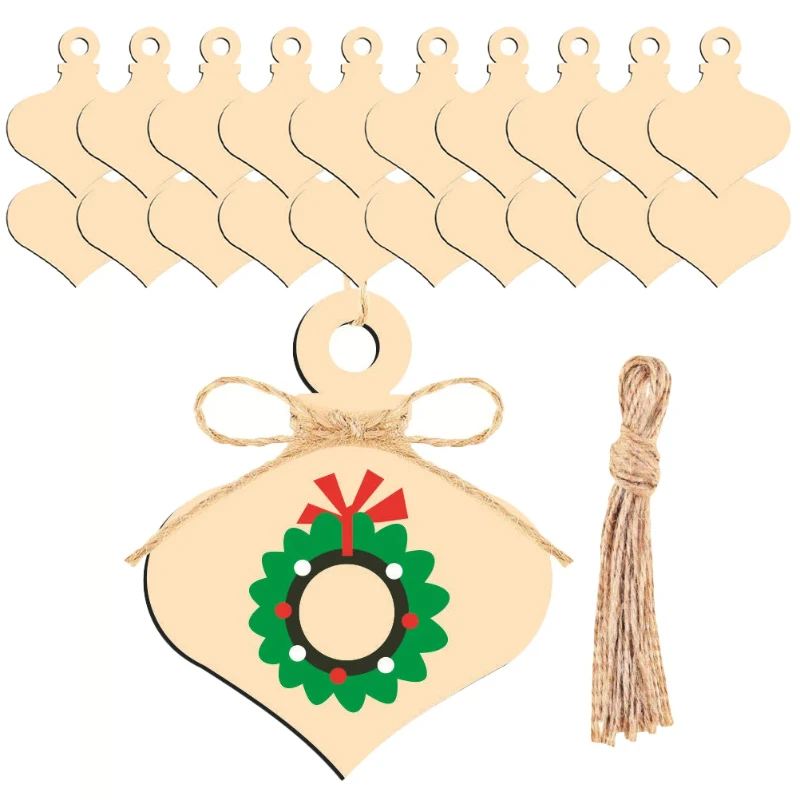 Christmas Wood Cutout DIY Wooden Chips in Stock Blank Cutouts for Crafts Decor Hanging Xmas Party Wood Slices