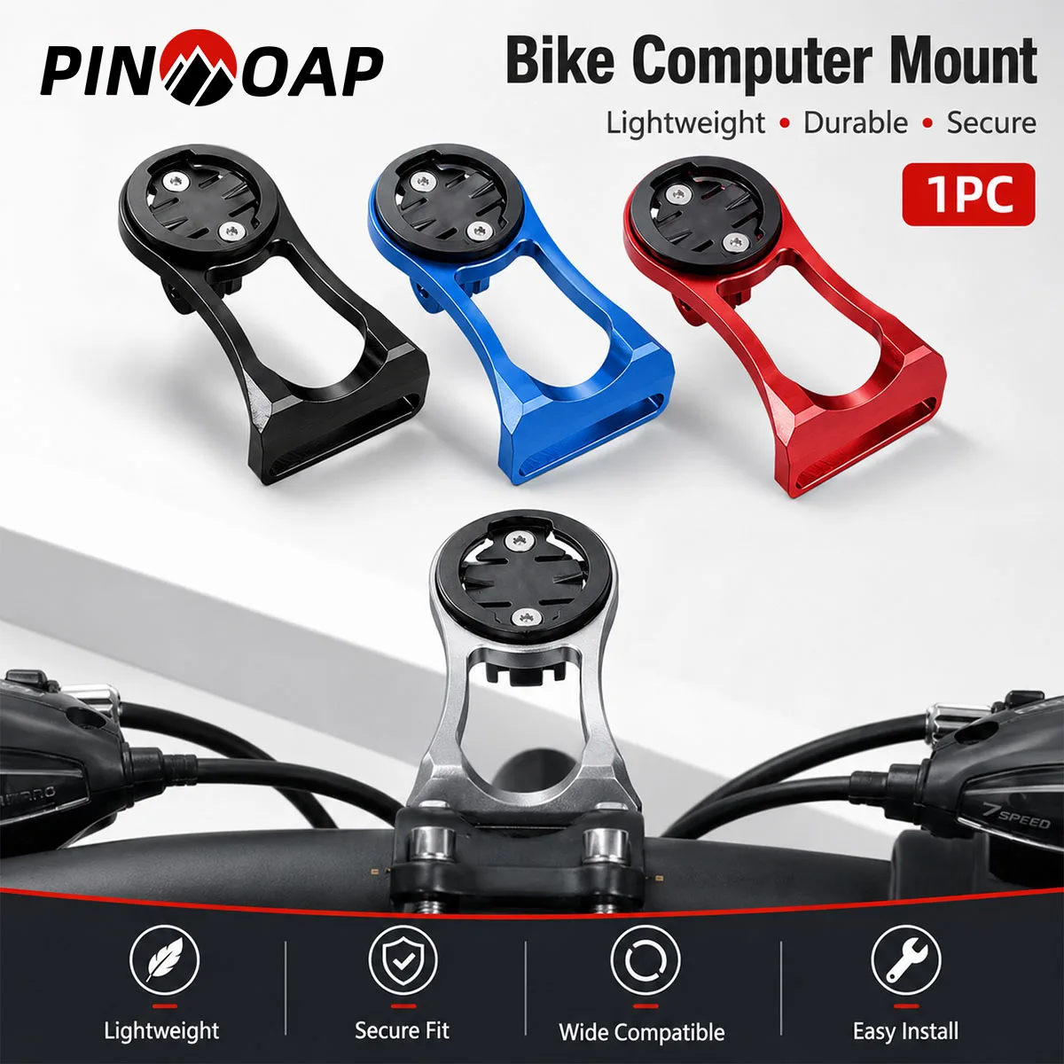 PINMOAP 1P Fahrradhalterung Fahrrad-GPS-Tachometerhalter Lenkerverlängerungshalterung für Garmin Wahoo Bryton MTB Rennradfahren