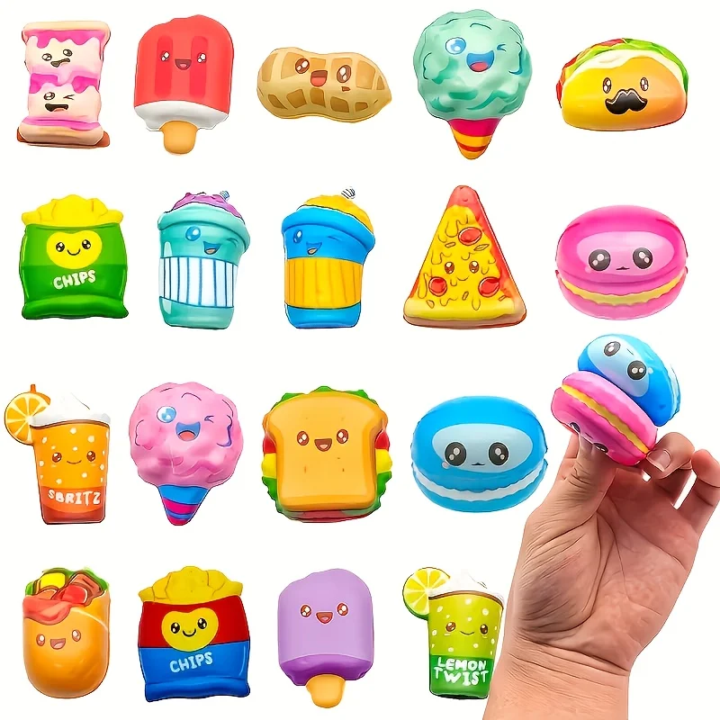15-Pack Cute Food-Themed Mini Stress Relievers Portable Lightweight Office Party Commuting Soft Sensation Collectibles