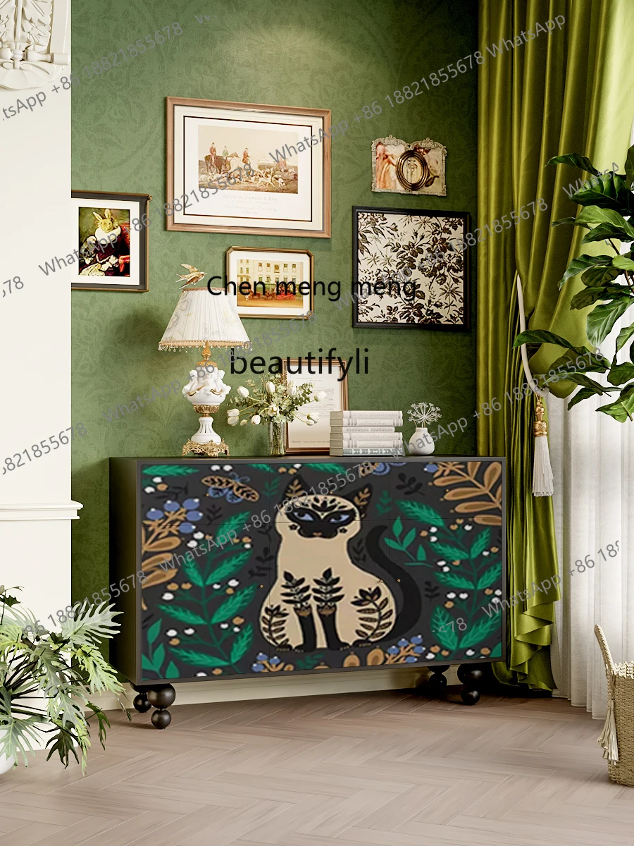 New arrive B & B hotel painted abstract chest cabinet, entrance cabinet, integrated partition cabinet, retro decoration