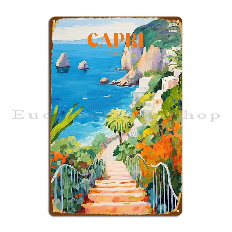 Capri Italy Travel Print Metal Sign Decoration Kitchen Wall Decor Custom Wall Mural Tin Sign Poster