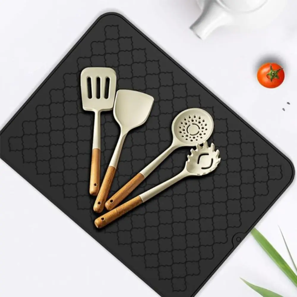 

Silicone Dish Drying Mat Heat-resistant Anti-scald Insulation Pad Anti-slip Rectangular Pot Mat Kitchen Small Appliances