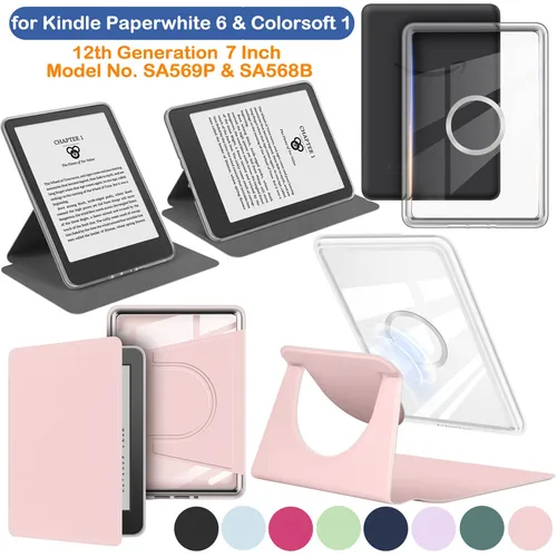 Funda para Kindle Paperwhite Colorsoft 2024 12.a generación 7"" 360 °   Soporte desmontable magnético acrílico de rotación SA569P SA568B