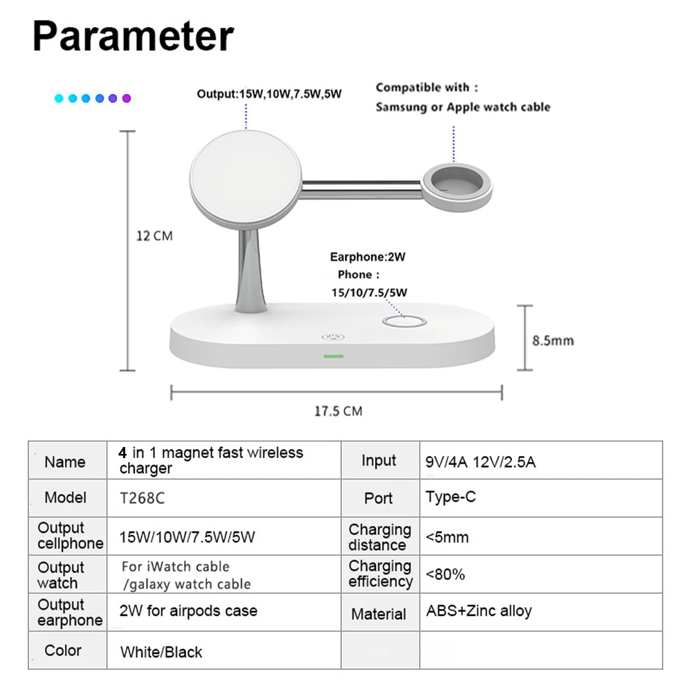 3 in 1 Magnetic Wireless Charger For iPhone 16 15 14 13 12 Pro Max Charging Station for Apple Watch 10 9 8 7 6 5 Airpods Pro 2 3