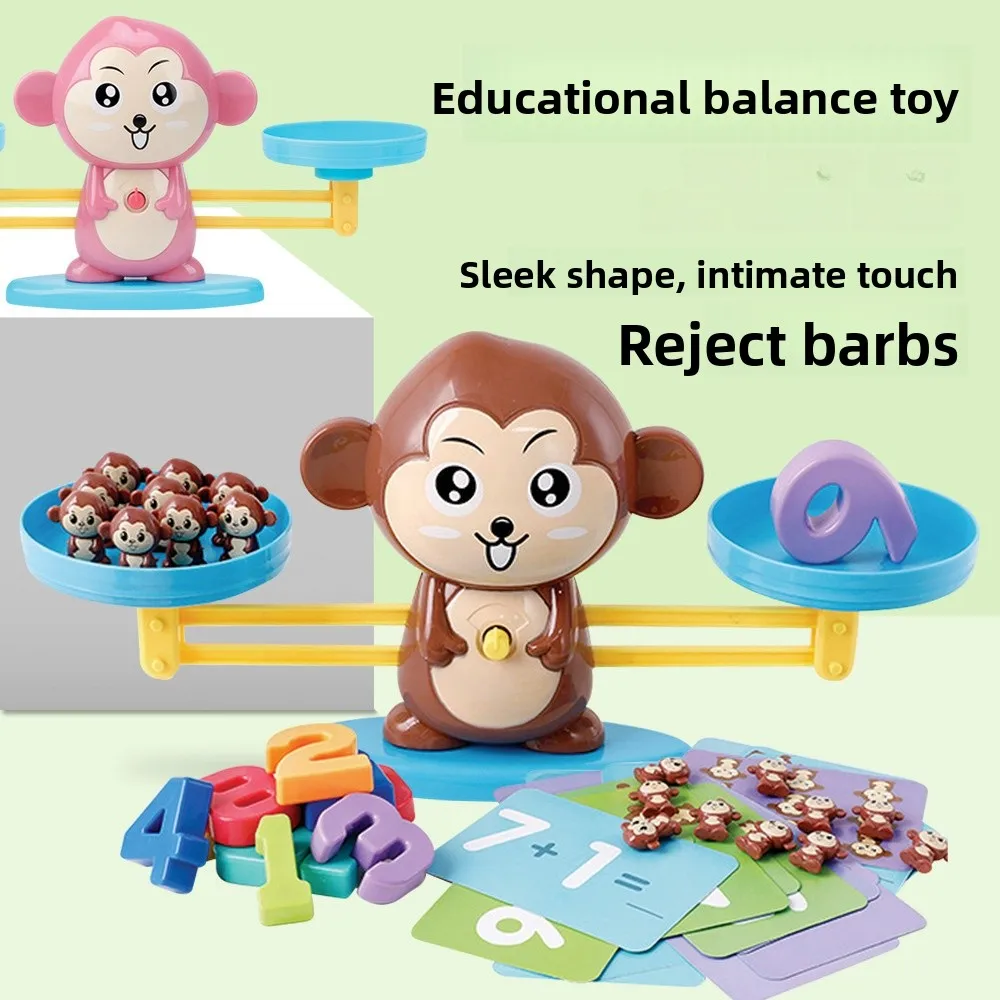 لعبة تعليمية: لعبة قشور الضفادع للأطفال مع مشاكل الجمع والطرح تتميز بشخصيات الكلب والقرد