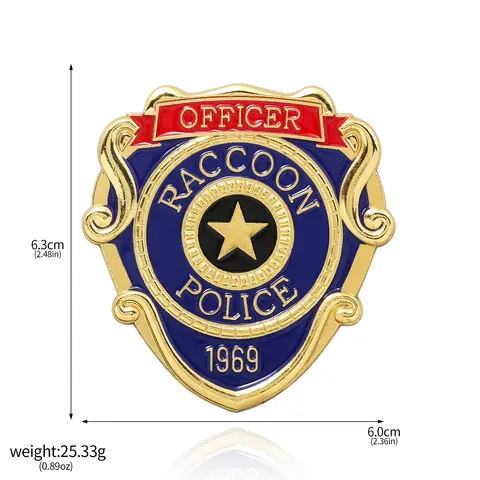 Residents Evils Emaljnålar Brosch The Raccoon Police Department RPD Röd Blå Banner Metallmärke Broscher Kavajnål Smycken Gåva 10 best sales Pin Resident Evil - №3