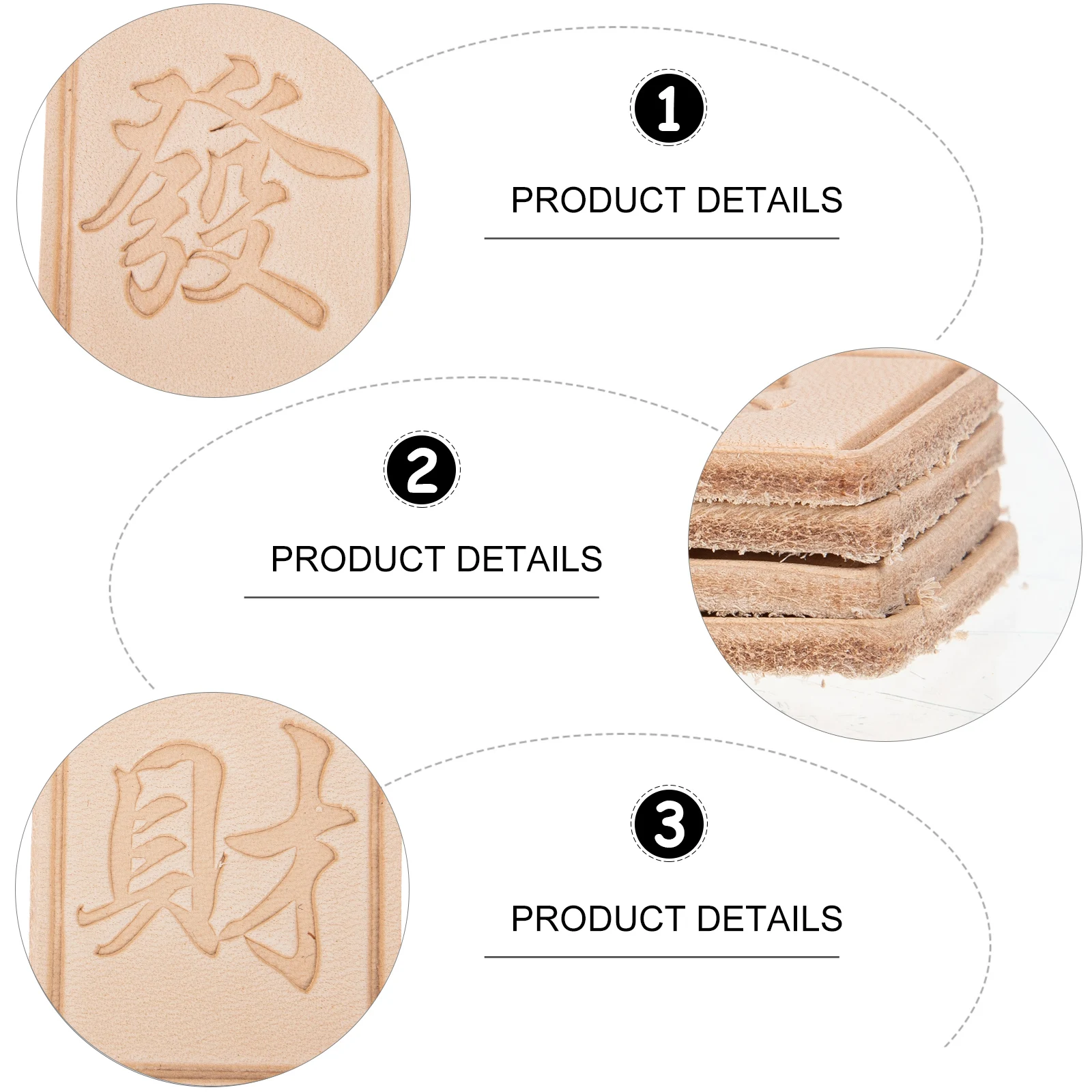 

4Pcs Cowhide Keychains Durable Material Unique Design Chinese Mahjong Theme Pendant Bag Hanging Key Holder Practical Accessory