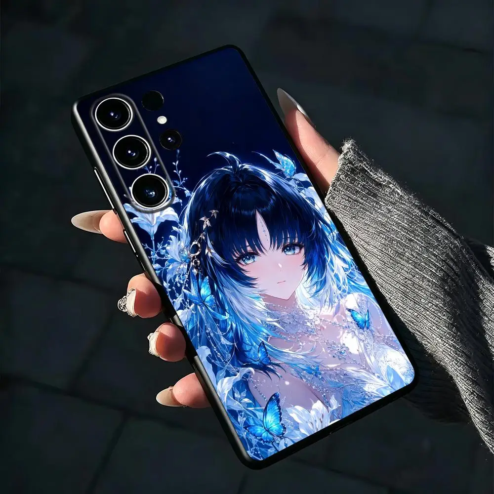 Wuthering Waves Yangyang Xuanling Phone Case For Samsung Galaxy S26 S25 S24 S23 S22 S21 S20 Plus Ultra Fold A Soft Black