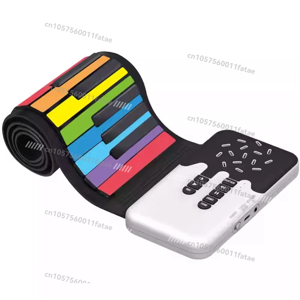 

Rainbow Hand-rolled Piano 49 Keys Built-in Lithium Battery, Portable Toy Folding Soft Keyboard Entry, Keyboard Instrument