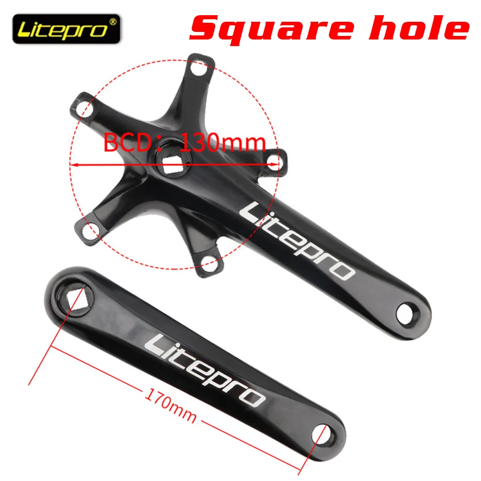 Litrpro Mountain Road Folding Bicycle Crank 170mm Square Hole BCD 130MM Bicycle Accessories Fixed Gear Crankset Bike Crankset