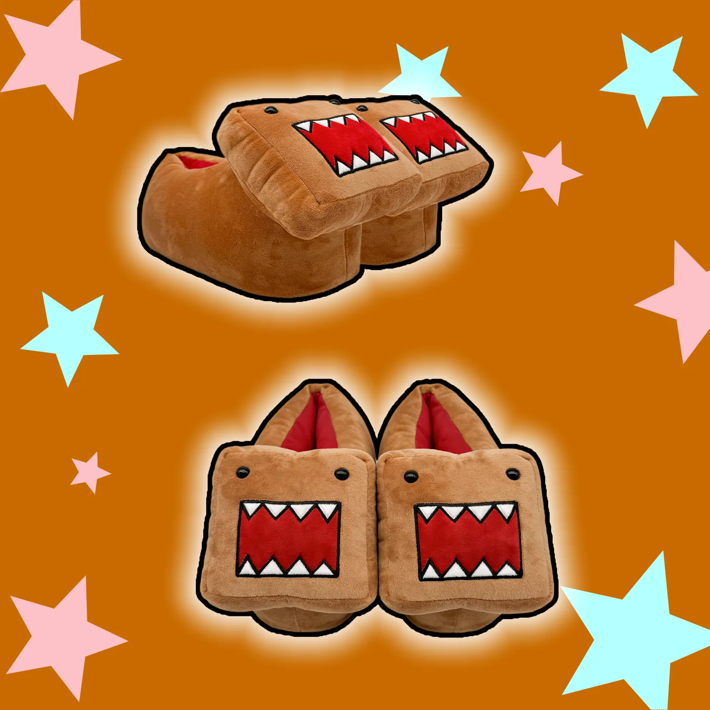New Cute Domo-kun Plush Slippers Brown Stuffed Shoes Cartoon Domo-kun Soft Home Slippers Birthday Gifts