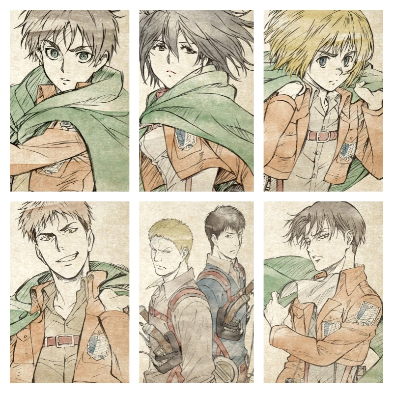 Горячее-аниме-«Атака-Титанов»-нарисованная-вручную-версия-llavero-аниме-Эрен-Микаса-Армин-Леви-милая-акриловая-фигурка-брелок-для-фанатов-подарки-6-см