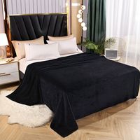 1pc solid color blanket with thickened fleece, suitable for all seasons, machine washable