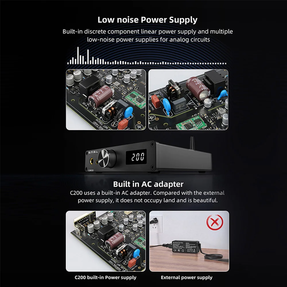 SMSL-USB C HiFi سماعة وسماعة الصوت أمبير ، مكبر للصوت ، متوازن ، فك ، بلوتوث 5.1 ، 4.4 مللي متر ، 6.35 مللي متر الإخراج ، PS4 ، PS5