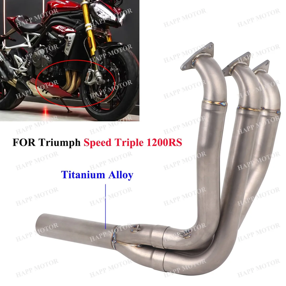 

Titanium Exhaust Header Pipe for Triumph Speed Triple 1200 RS RR 2021-2025 Escape RS1200 Front Link Pipe