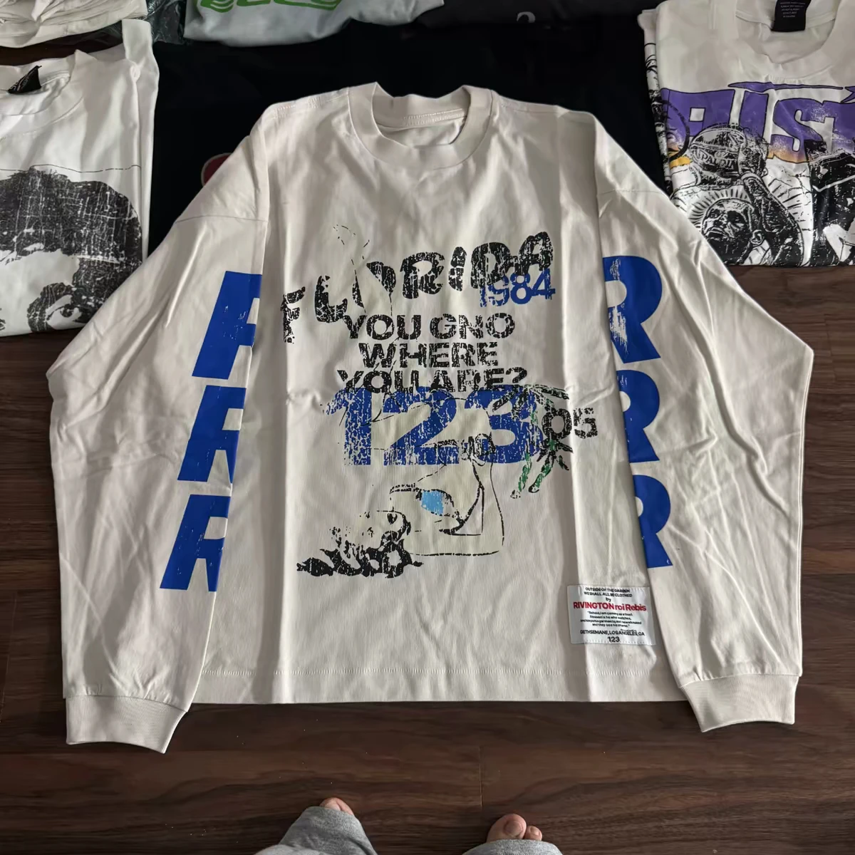 26ss RRR123 Miami Limited Capsule Series Portrait Slogan Graffiti Long Sleeve T-shirt Men Women RRR-123 Tops Tee T Shirt
