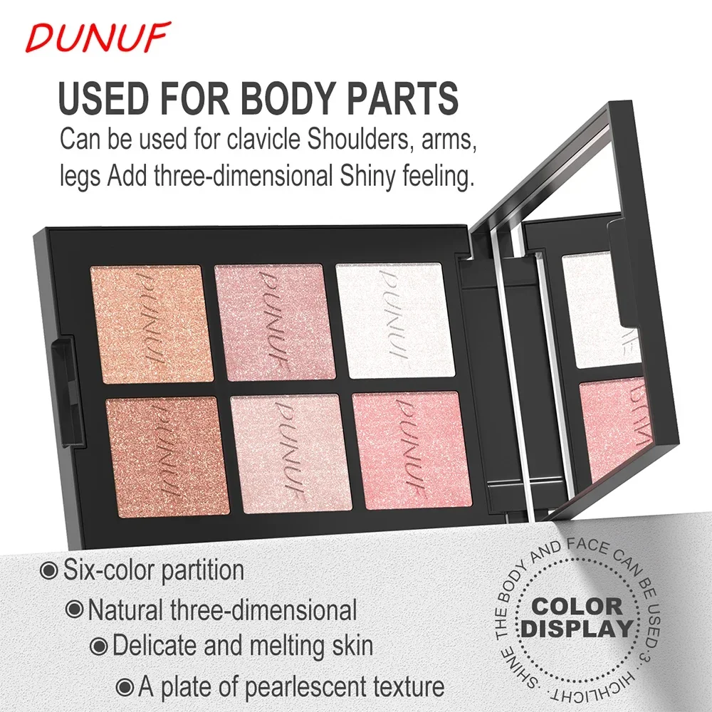6-kleuren markeerstiftpalet Hooggepigmenteerd Langdurig Waterdicht Natuurlijk contourpoeder Matte parel Lichaamsgezichtsmarkering