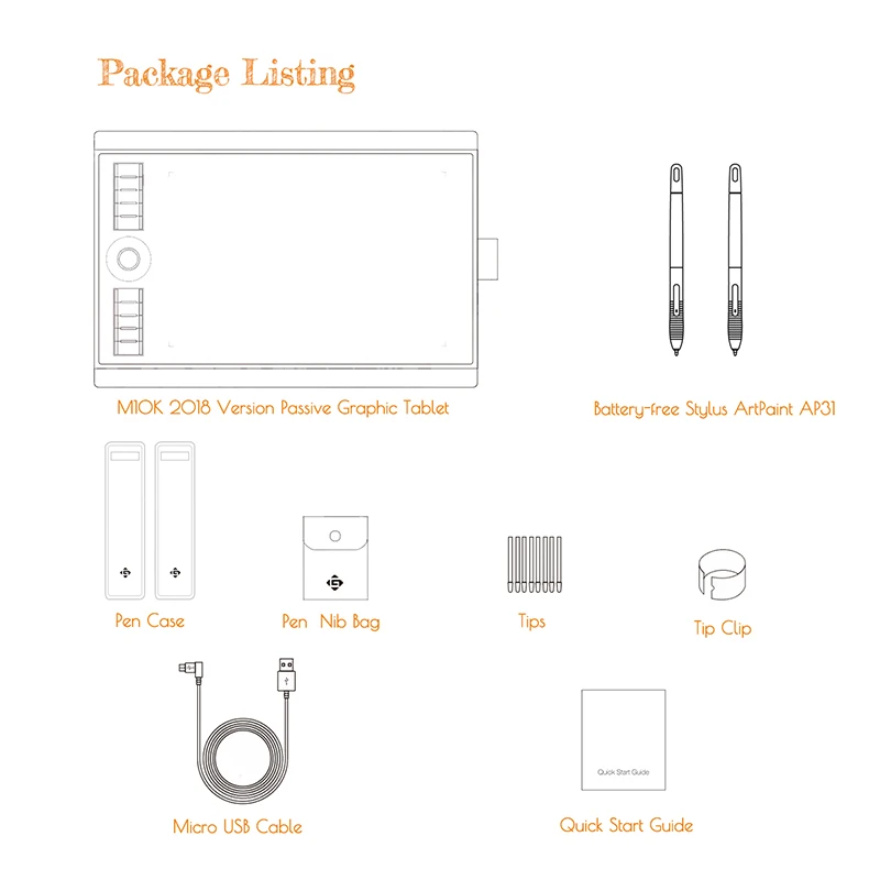 GAOMON M10K Graphic Tablet for Drawing/Art Digital/Architecture/Engineering Student with 8192 Levels Passive Stylus