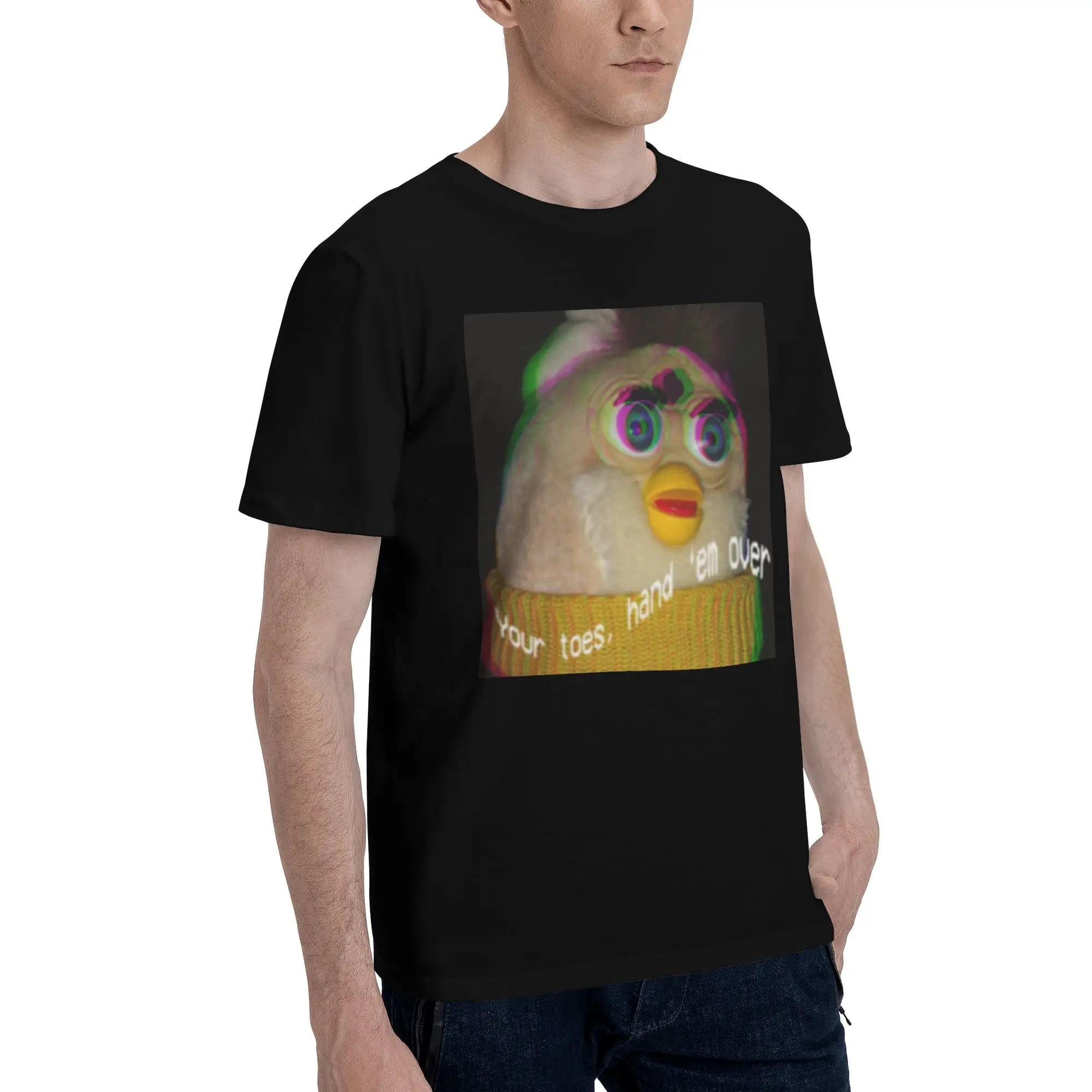 

Long Furby Give Him Your Toes Мужская футболка больших размеров Мужские хлопковые футболки с круглым вырезом Короткие летние мужские футболки