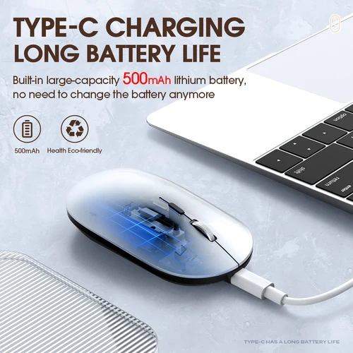 Imagen 2 del producto Ratón inalámbrico bluetooth, ratón silencioso recargable, ratón Bluetooth para ordenador portátil, PC de escritorio, MacBook, Mac, IPad, IPhone, tableta