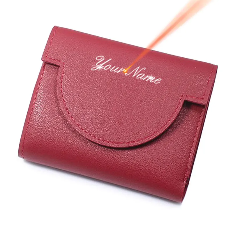 Free Name Customized Women Short Wallets Card Holder Small Cute Female Purse High Quality Photo Holder Simple Wallet For Girls
