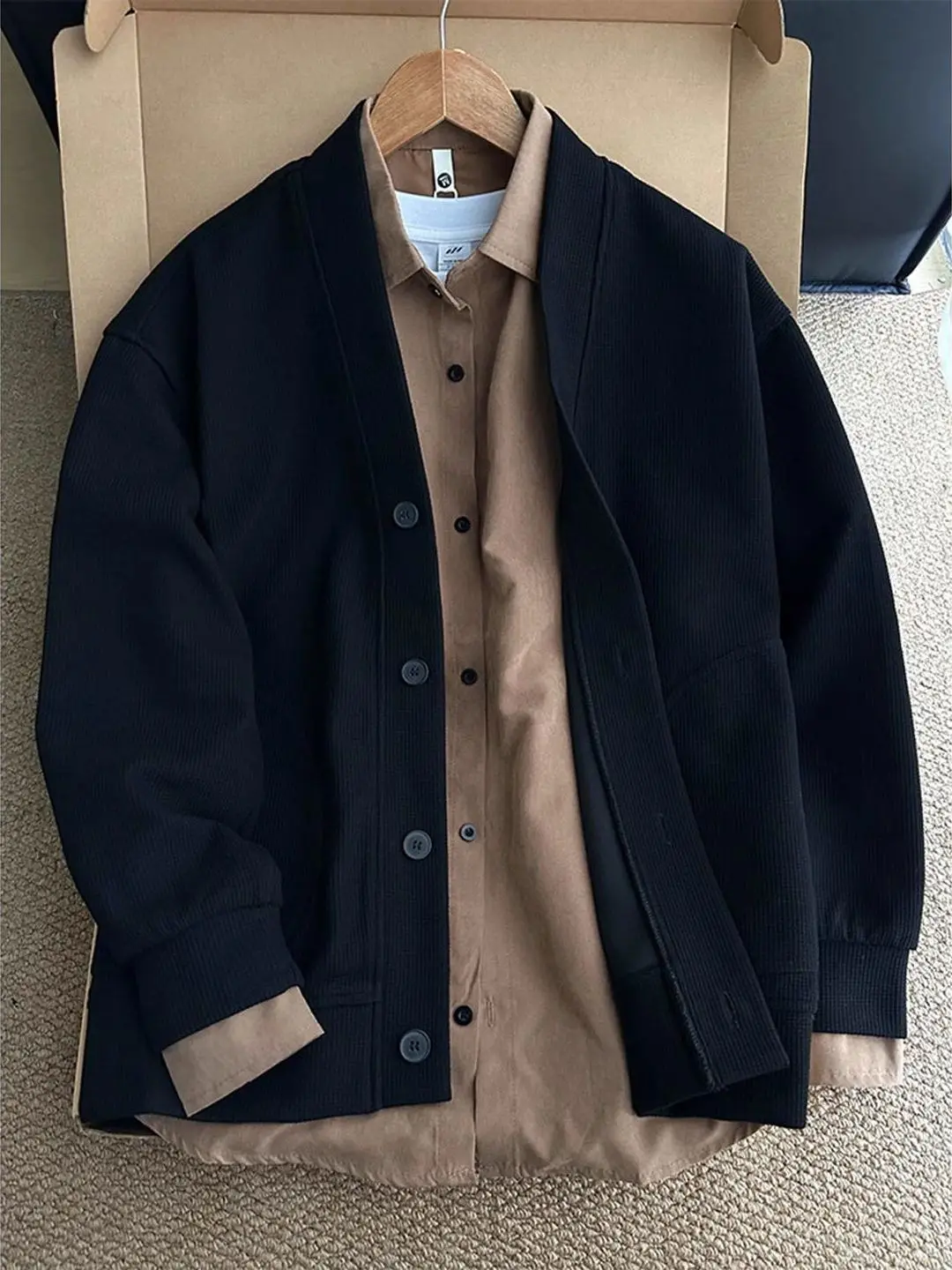 

Мужской кардиган Bla mat с V-образным вырезом, универсальный, для весны и осени, в американском стиле, повседневный, спортивный, с капюшоном, свитшот