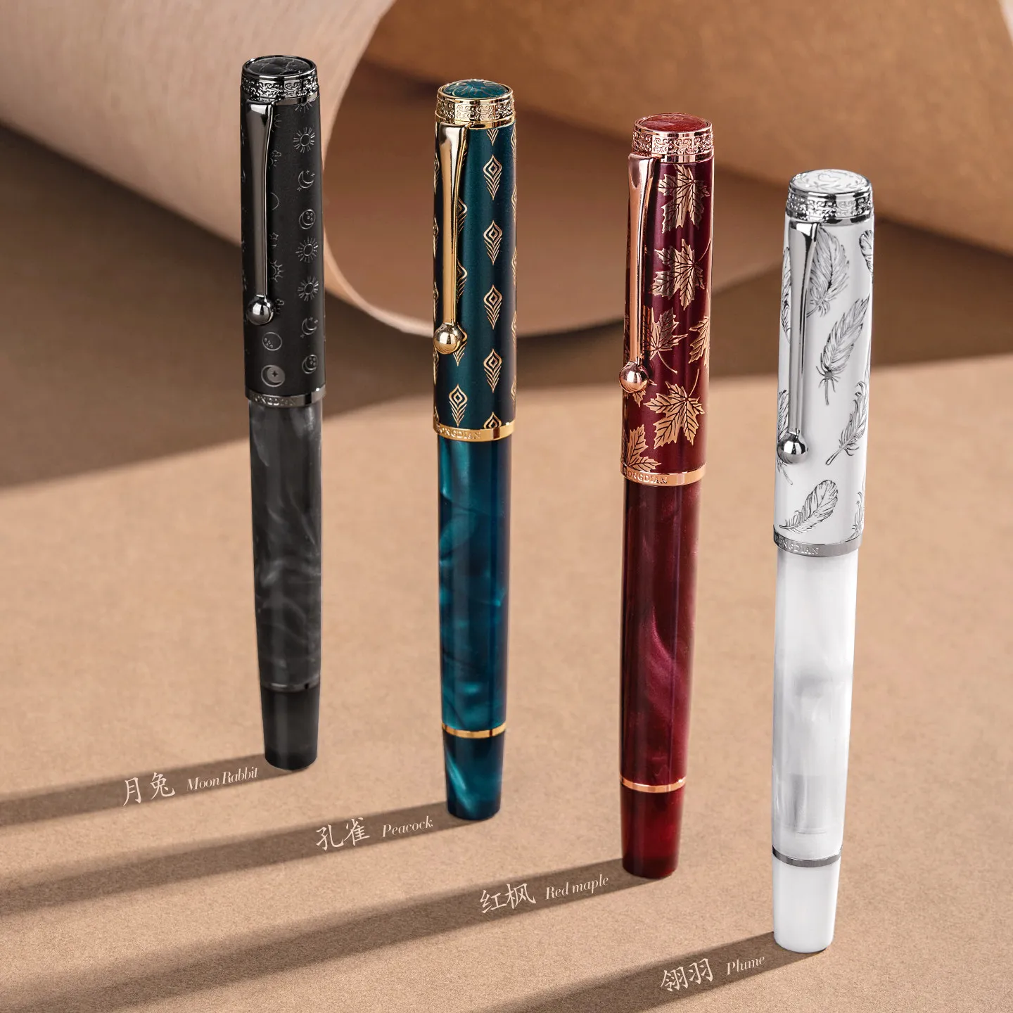 

New Version Hongdian N8S Acrylic Softness Flex Nib Fountain Pen EF/F/ Blade F/M Nib Writing Pen &Converter, Gray, Green, Red Pen