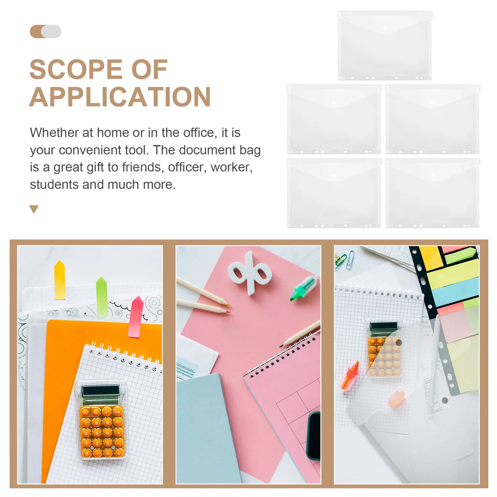 

5Pcs Clear Photo Protectors Practical A4 11-Hole Loose-Leaf Document Storage File Bags Loose-Leaf File Bags