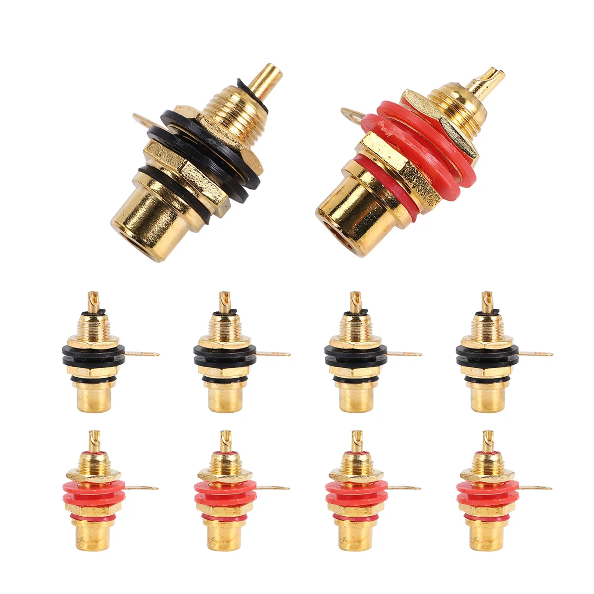 FLLF 10 unids/lote conector RCA conector hembra chapado en oro conector de cable de soldadura chasis de montaje en Panel RCA