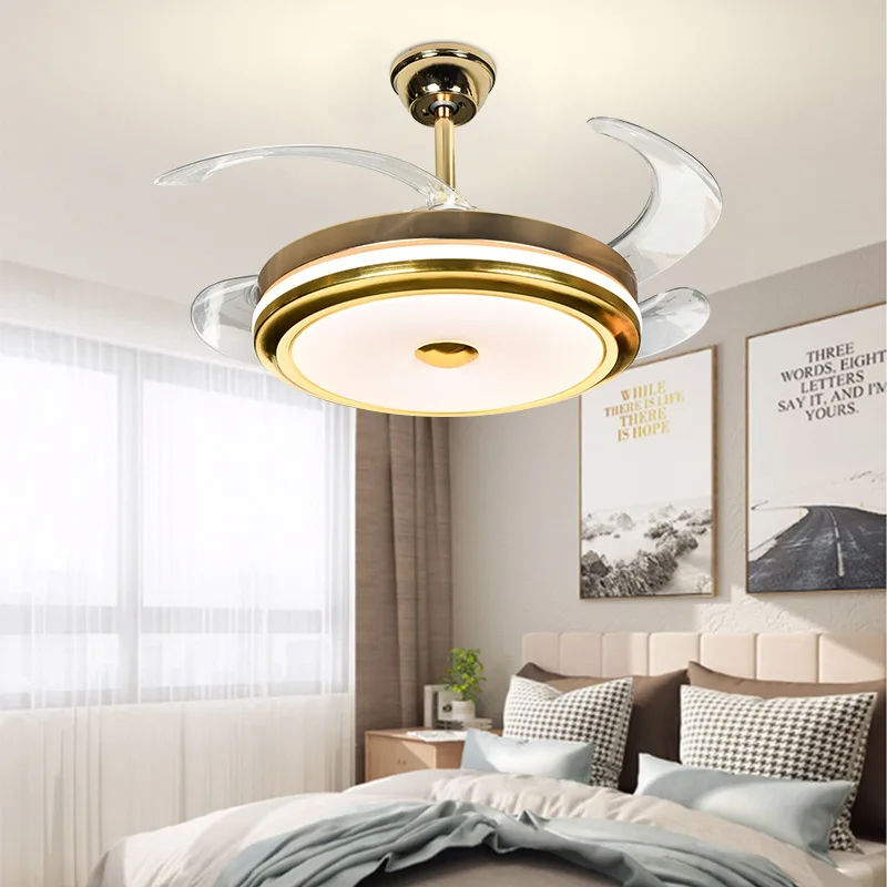 Modern Design Sustainable Shine Eco-Friendly LED Fan Lights Long-Lasting with Remote Control for Living Room Metal Body