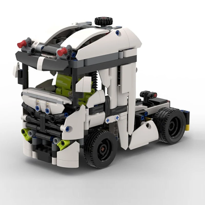 Stadt Auto Modell MOC Bausteine Weiß Transport Semi-Lkw Modulare Technologie Kinder Urlaub Geschenke Montieren Spielzeug Anzug