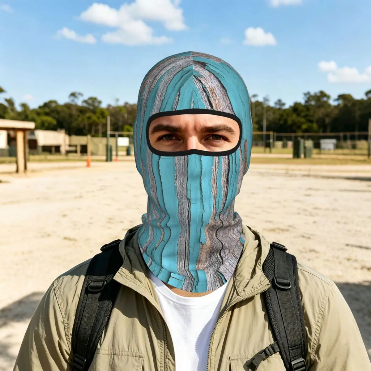 Shabby Rustic Weathered Wood Turquoise Thin Balaclava Full Face Mask Sun Protection Neck Gaiter For Motorcycle Cycling Outdoor