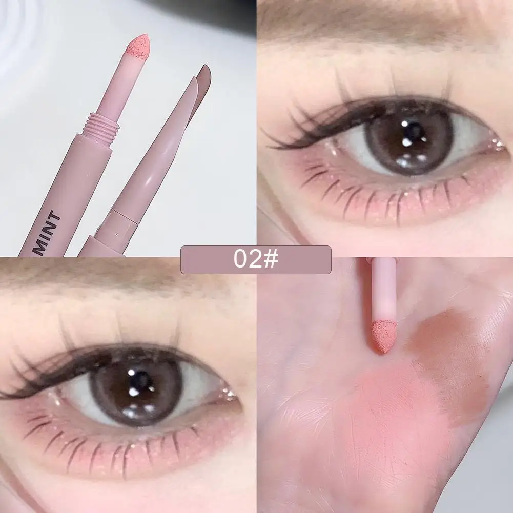 Matte Pink Lying Silkworm Pen Double Head Sickle Eyeliner Lying Silkworm Waterproof Natural Glitter Eyeshadow Contouring Make Up