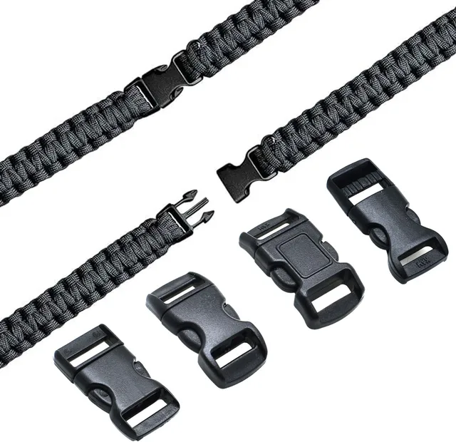 10 szt. 3/8 "(10mm) wyprofilowane mini klamry z bocznym uwalnianiem do bransoletki paracord/obroże dla kotów czarne