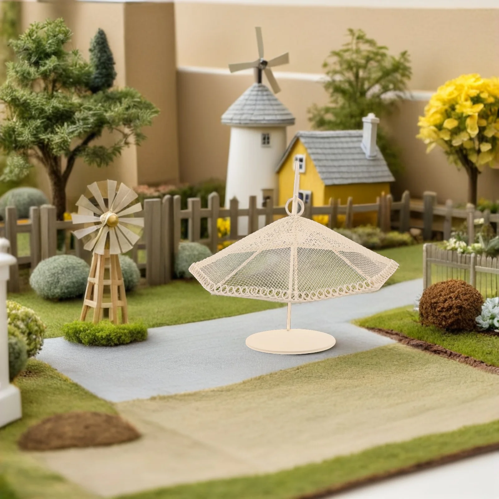 

Metal Miniature Dollhouse Parasol Patio Umbrella Fairy Garden Sunshade Outdoor Scene Decor Accessories Dollhouse Parasol