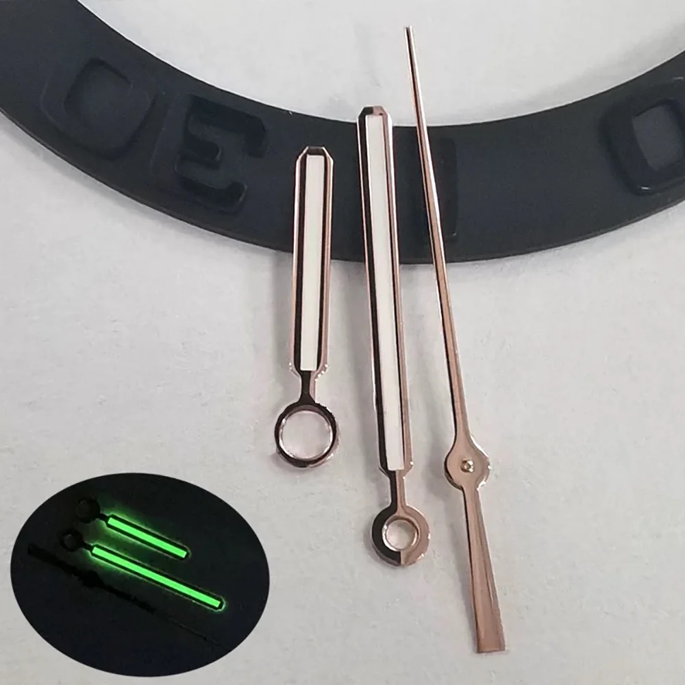 Аксессуары для часов, стрелки с зеленым светом, подходят для NH35, NH36, механизм, час, минутные секунды, 3-контактные запасные части