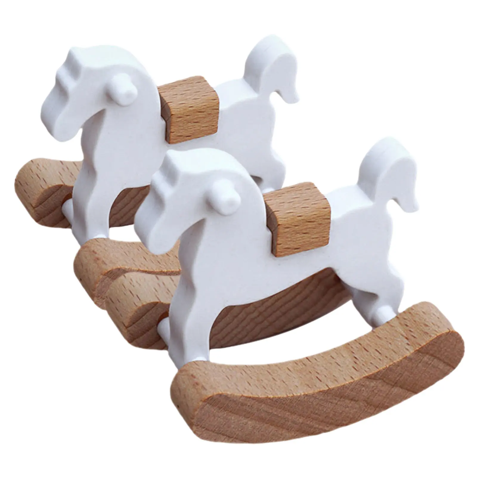 

2Pcs Mini Wooden Rocking Horse Miniature Rustic Rocking-Chair Chair for Dollhouse Decor Photography Prop Micro Scene