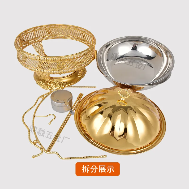 Stainless steel gold buffet stove hanging  luxury hotel insulation restaurant wedding banquet alcohol  buffet