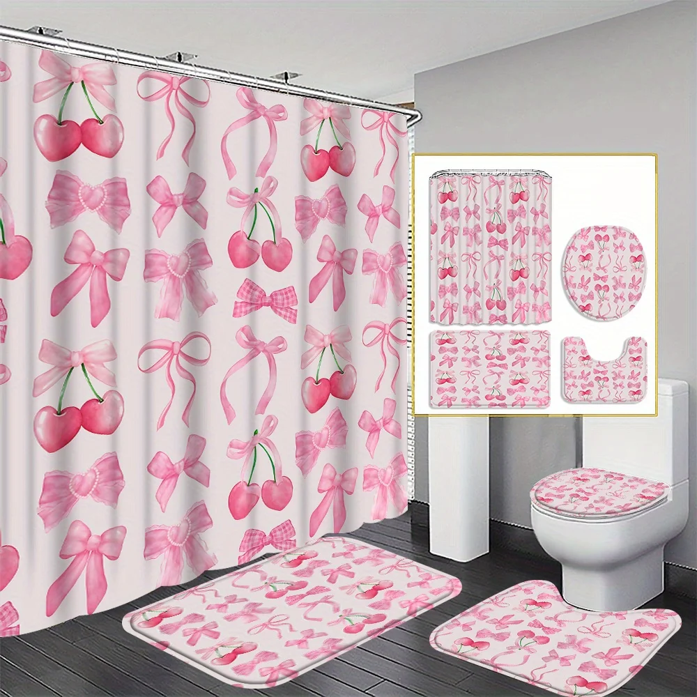 

4pcs three black cat curtain shower curtain decoration, beautiful housewarming gift, modern home decoration, waterproof shower c
