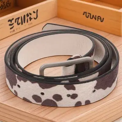 

PU Western Belts Women Cow Print Adjustable Jeans Belt for Pants Stylish Daily Wear Lightweight Durable Fit Ladies