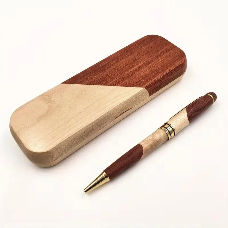 1 set of luxurious wooden pen gift box - handcrafted round ballpoint pen with high-end display box, elegant wooden pen holder for men and women, designer-grade office stationery, perfect for Christmas, Valentine's Day, Teacher's Day, and back-to-school gifts