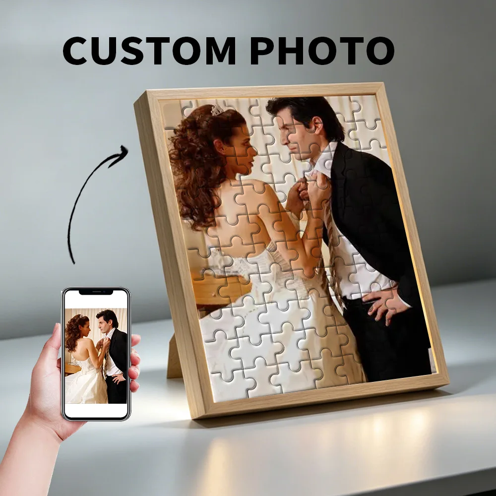 Puzzle en bois personnalisé, puzzle photo personnalisé, puzzle photo personnalisé pour couples, famille, elle, lui, idée cadeau, puzzle photo personnalisé