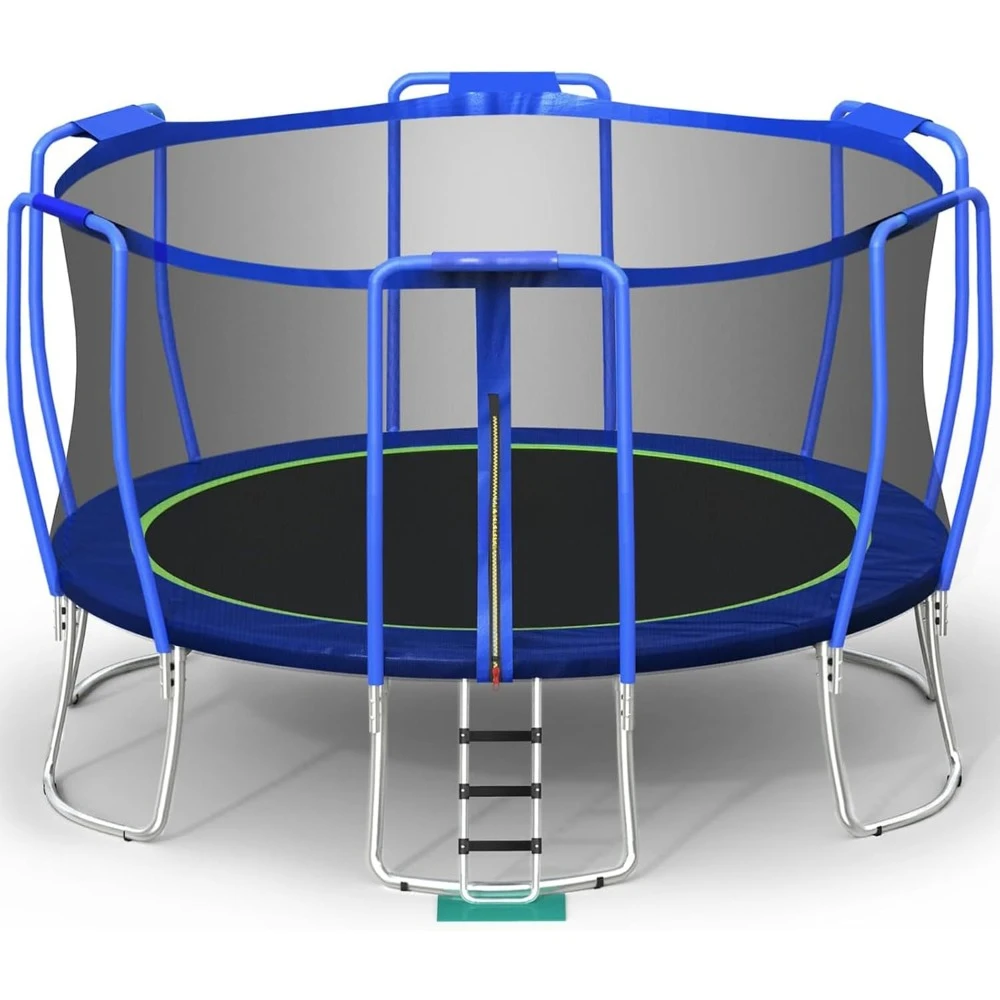 Trampolines No-Gap Design 1500 LBS Weight Capacity 16 15 14 12 10 8FT for Kids Children with Safety Enclosure Net