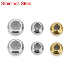 20pcs 8mm 10mm Stainless Steel Stopper Beads With Silicon Loose Rondelle Spacer Beads for Diy Necklace Bracelet Jewelry Making